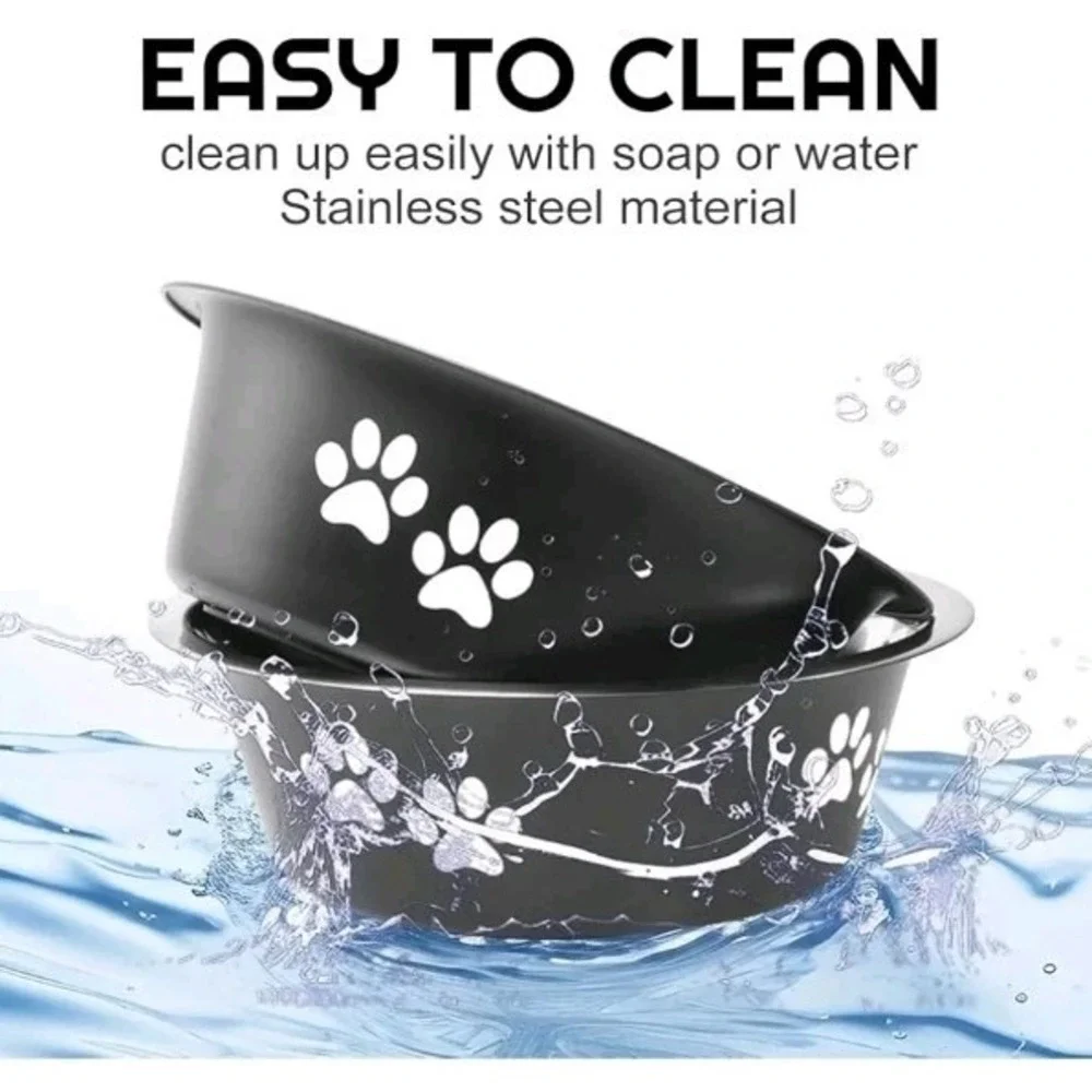 Stainless Steel Dog Dishes, 6.6 Cups, Raised Pet Feeder With Non Slip Bottom